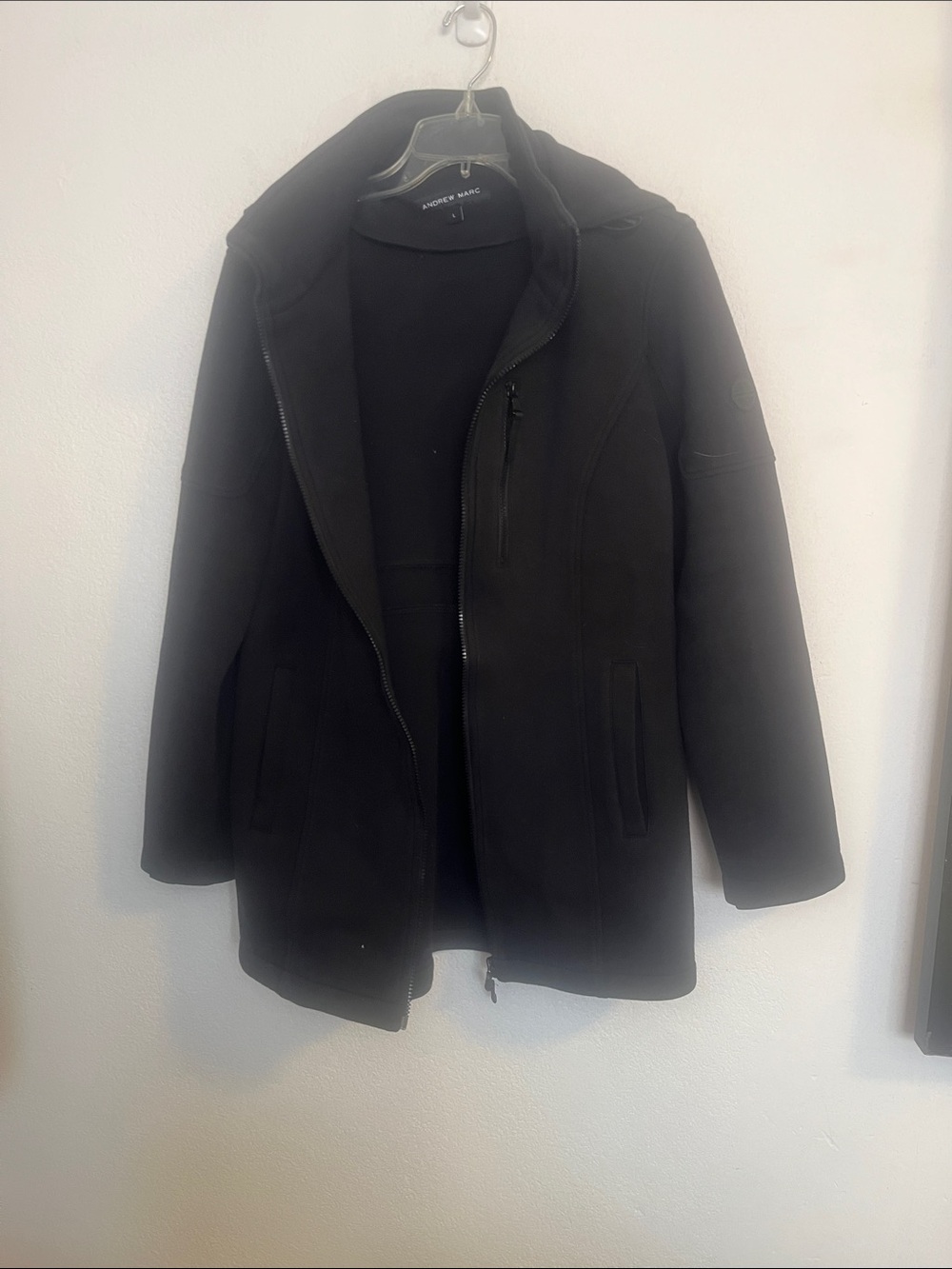 Andrew Marc Black womenTrench Coat with Zip Front